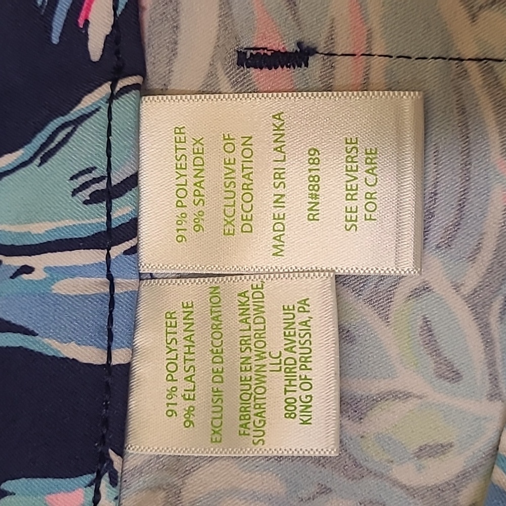 Lilly Pulitzer Blue and Pink Luxletic Leggings used good condition zise 4 - Picture 11 of 12